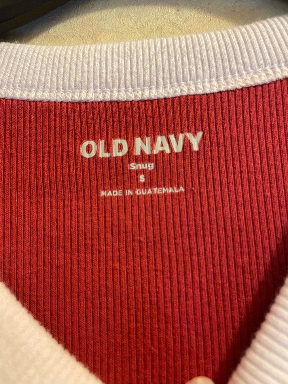 Old Navy Red Short-Sleeve Ringer Tee with White Script - Picture 4 of 4
